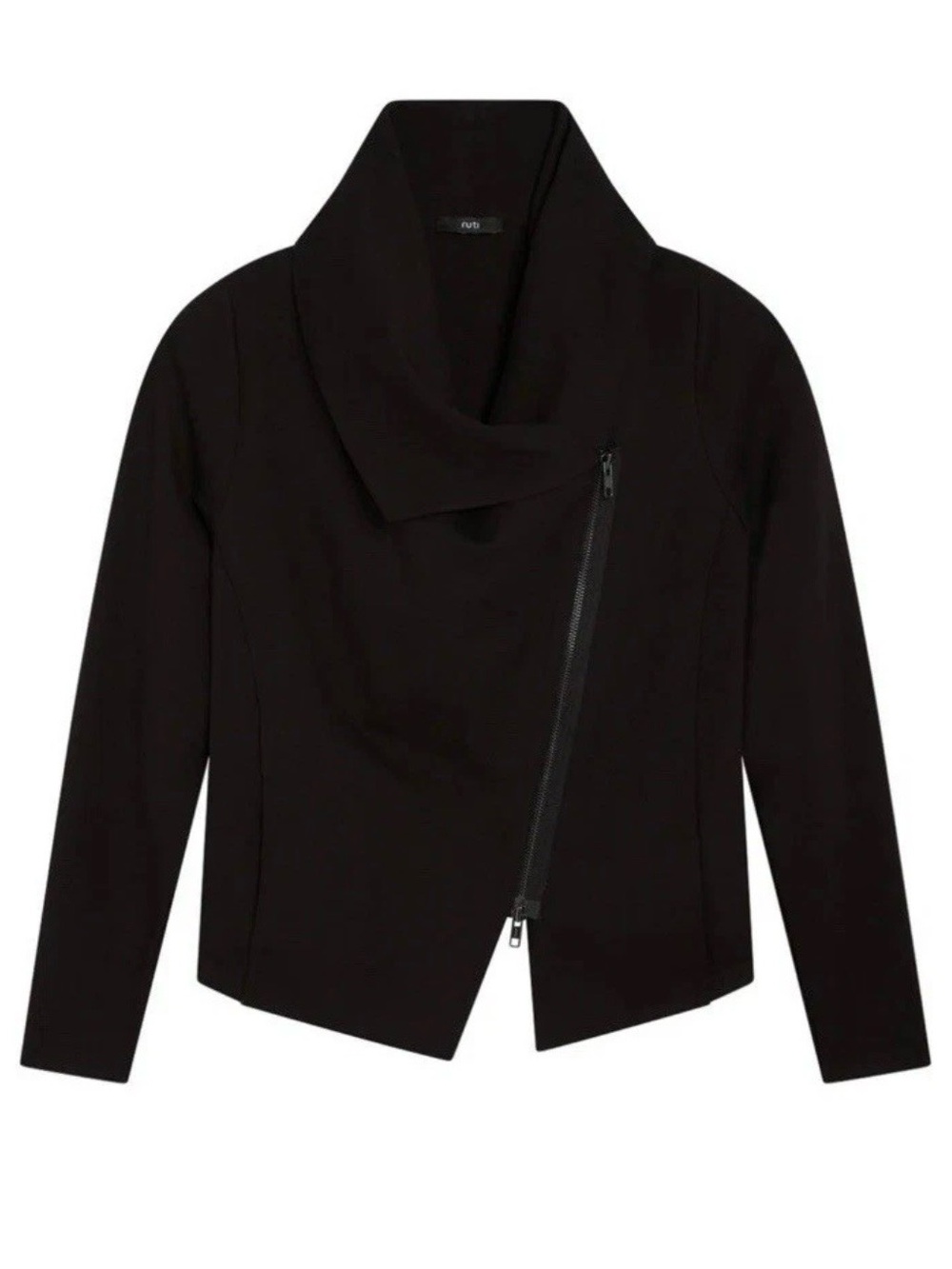 NWT Ruti Black The Foundation Jacket Asymmetric Moto Coat Minimalist Sz 1 Small